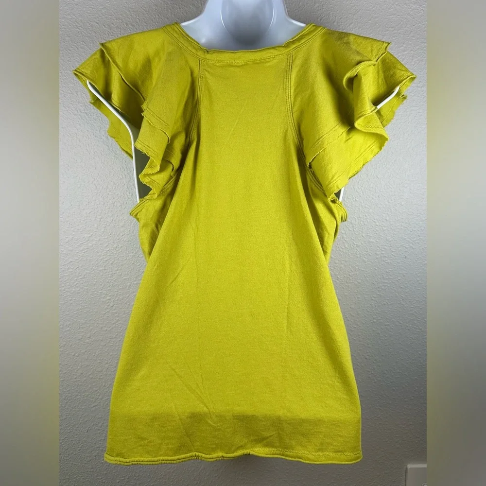 Maeve By Anthropologie Women’s Lime Green Ruffle Sleeve Top Size XS - Picture 3 of 8